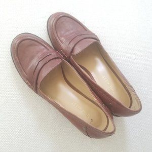 Nine West Medium Brown Round Toe Loafers w/ Heels